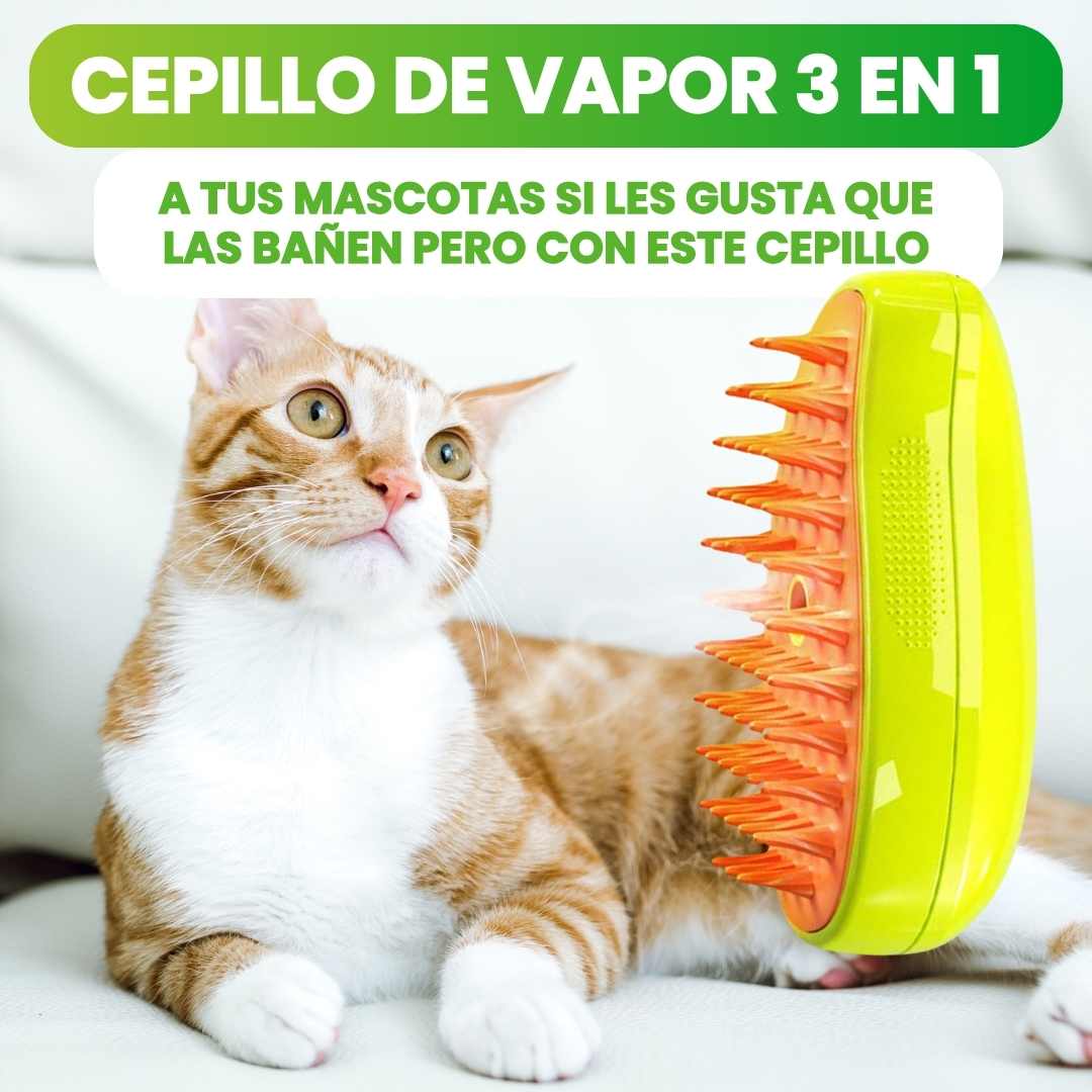 Cepillo A Vapor Para Mascotas 3 en 1